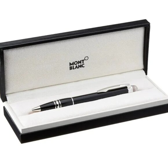 New Montblanc Starwalker Platinum Coated Black Precious Resin Ballpoint Pen - Picture 2 of 4